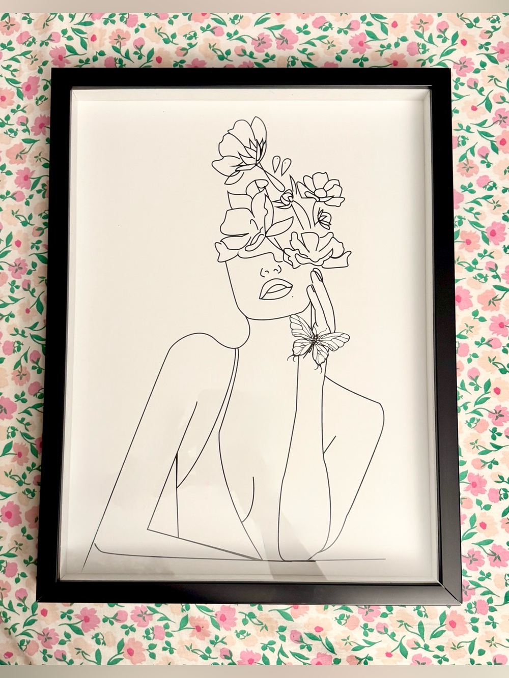 Bundle Set (2) - Minimalist Line Art - Woman Flowers Butterfly- Art Decor - Picture 9 of 11
